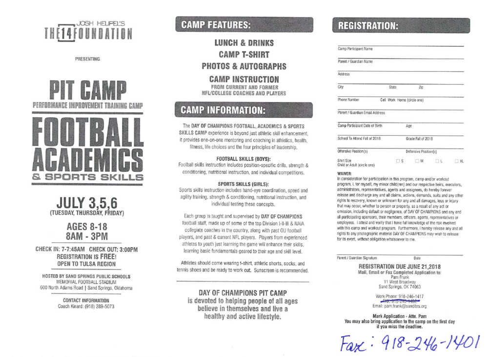 Football Camp Registration 