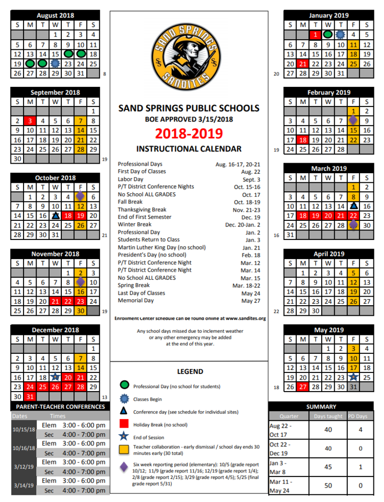 2018-19 School Board Approved Calendar