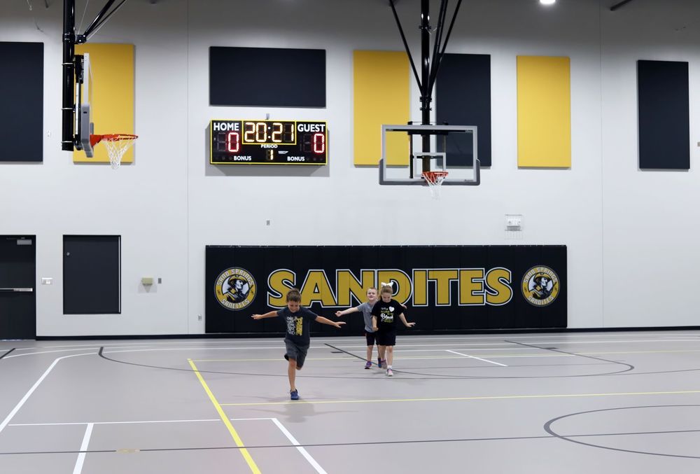 SSPS Students Race through the new Angus Valley Elementary Gymnasium