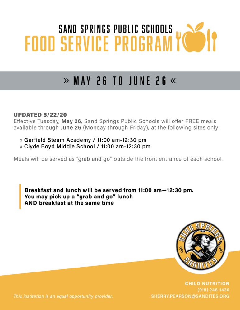 Free Meals Available at 2 School Sites