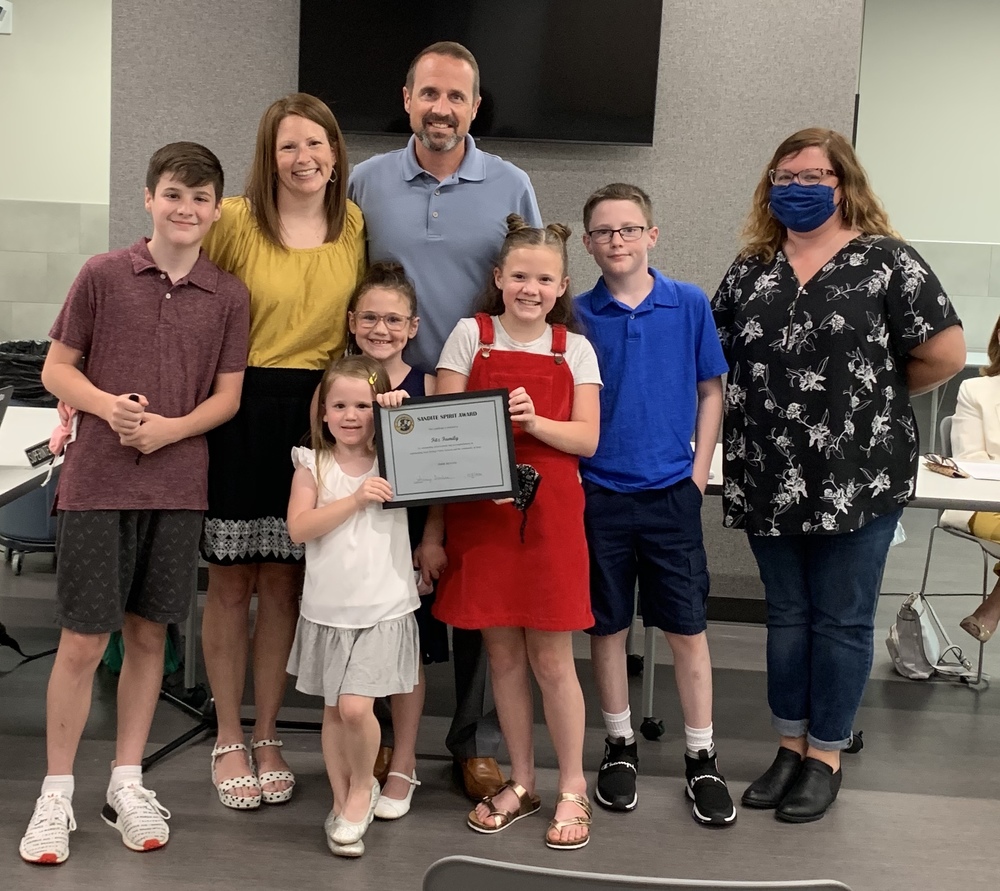 Fitz Family Receives Sandite Spirit Award at Board of Education Meeting