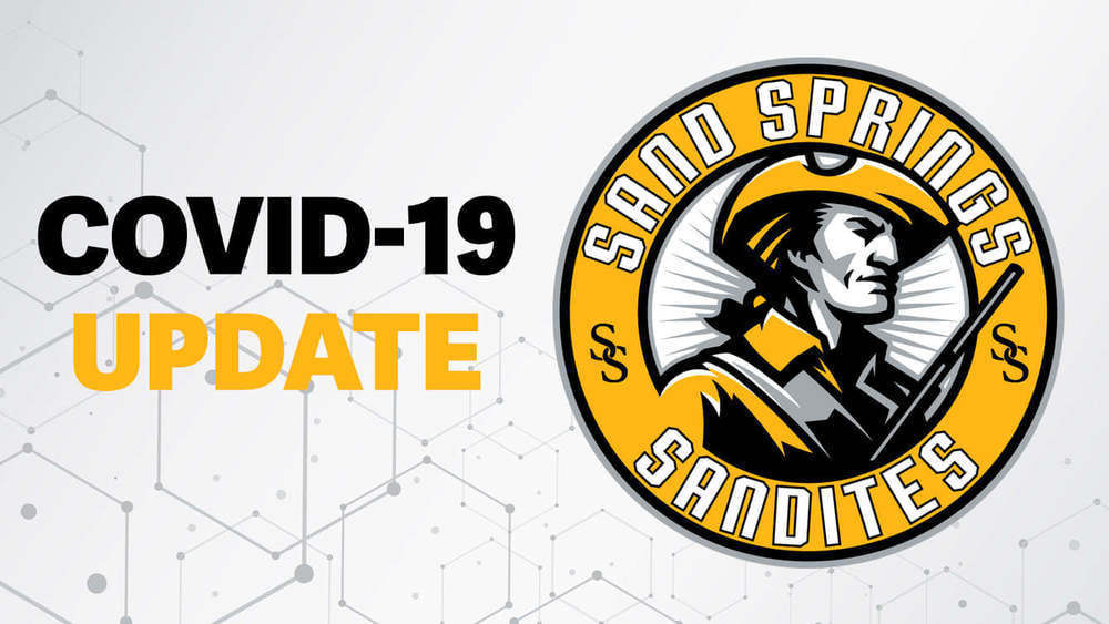 Graphic with Sand Springs Sandites logo with text reading COVID-19 Update