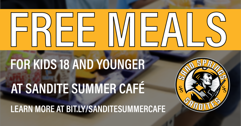 FREE MEALS FOR KIDS 18 AND YOUNGER AT SANDITE SUMMER CAFE learn more at bit.ly/sanditesummercafe